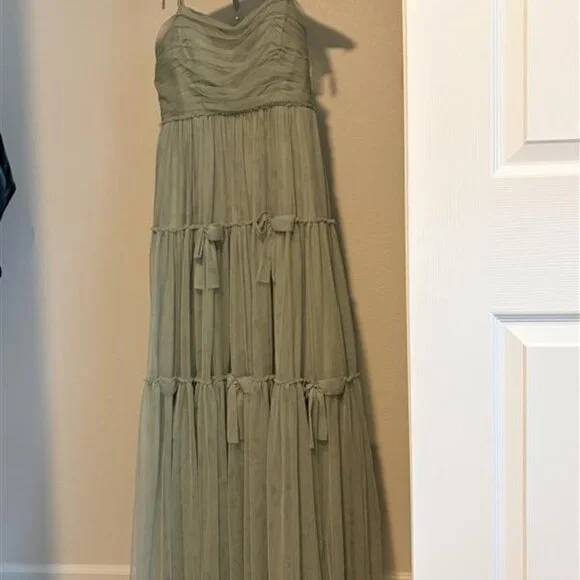 Revelry Sage Green Tulle Bridesmaids Dress - Picture 4 of 4